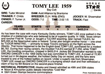 1991 Horse Star Kentucky Derby #85 Tomy Lee Back